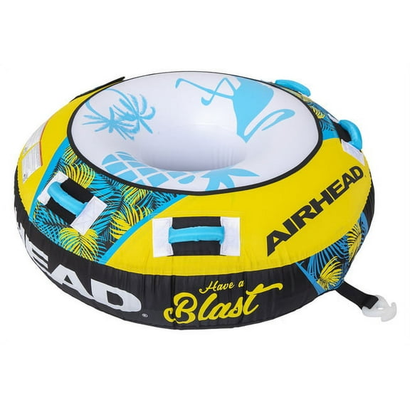 Airhead Blast Towable Tube for Boating, Heavy-Duty Nylon, Blue/Yellow