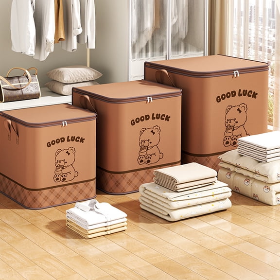 Btomtd Non-Woven Storage Bags for Clothing and Blankets, Large Capacity Bedroom Organizer Box, Household Quilt Moving Bags, 100L, 20"D x 16"W x 20"H (Brown)