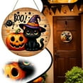 thumbnail image 2 of BNNG Halloween Round Door Hanger with Pumpkin Welcome Logo for Front Door Porch Decoration - Retro "Trick or Treat" Hanging Sign for Home Kitchen Garden, 8", 2 of 9