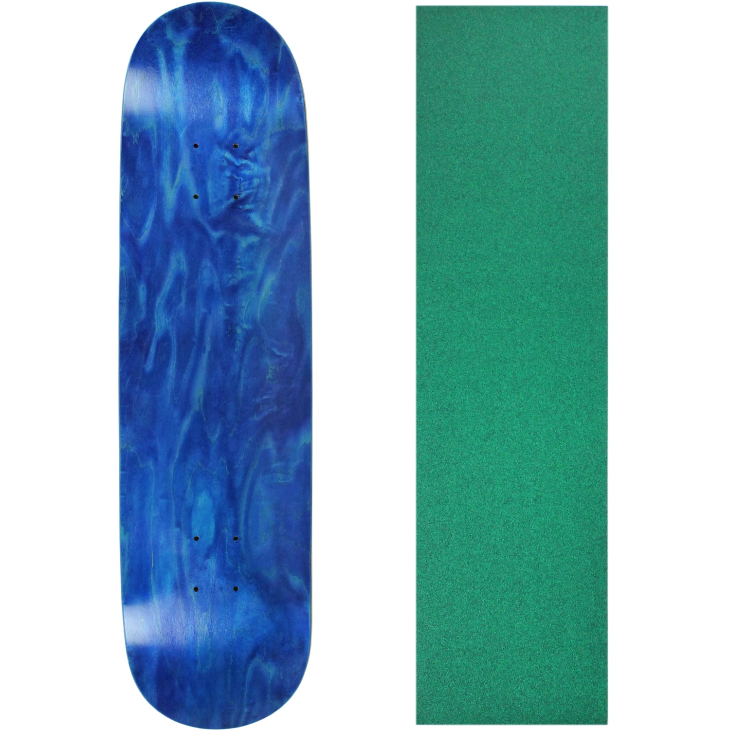Skateboard Deck Blank Stained Blue 7.5" Dark Green Grip