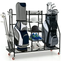 Gymax Extra Large Golf Bag Storage Organizer for Garage Fits 2 Golf Bags & Accessories