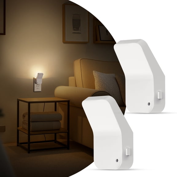 LOHASLED 2 Pcs White Warm White 3000K L-Shaped Night Light 3-Level