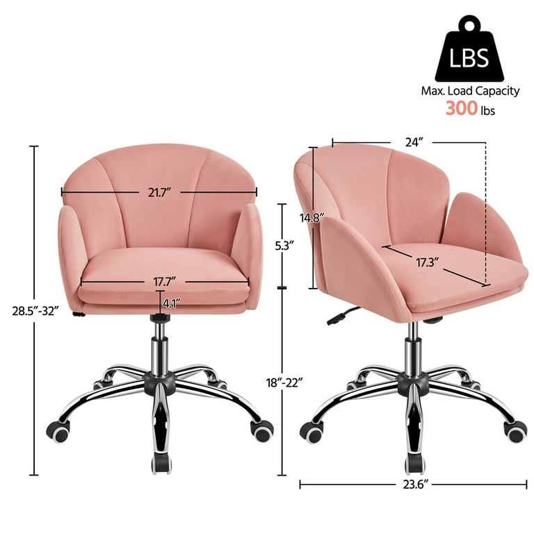SmileMart Fancy Velvet Swivel Rolling Desk Chair with Wheels