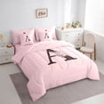 thumbnail image 2 of Erosebridal A Personalized Initial Girl Twin Bedding Sets 7-Piece,Teens Floral Rose Flowers Bedding Comforter Set,Pink Reversible, 2 of 7