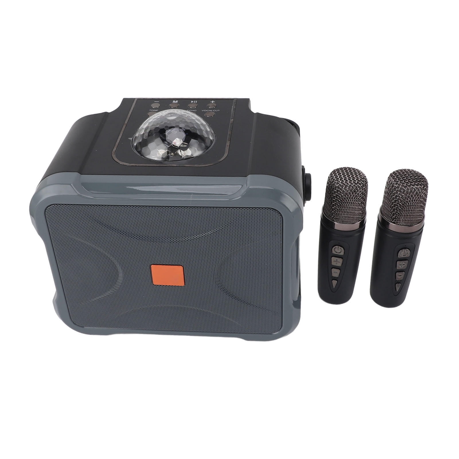 Yajisi Wireless Bluetooth Speaker Karaoke Machine with Dual Handheld Microphones Portable High Fidelity Sound for Family Parties Grey 8.66 x 7.48 x 6.30 in