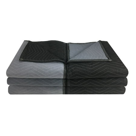 uBoxes Woven Black and Grey Extra Performance Moving Blankets Poly Cotton 75lbs/doz (6 Pack)