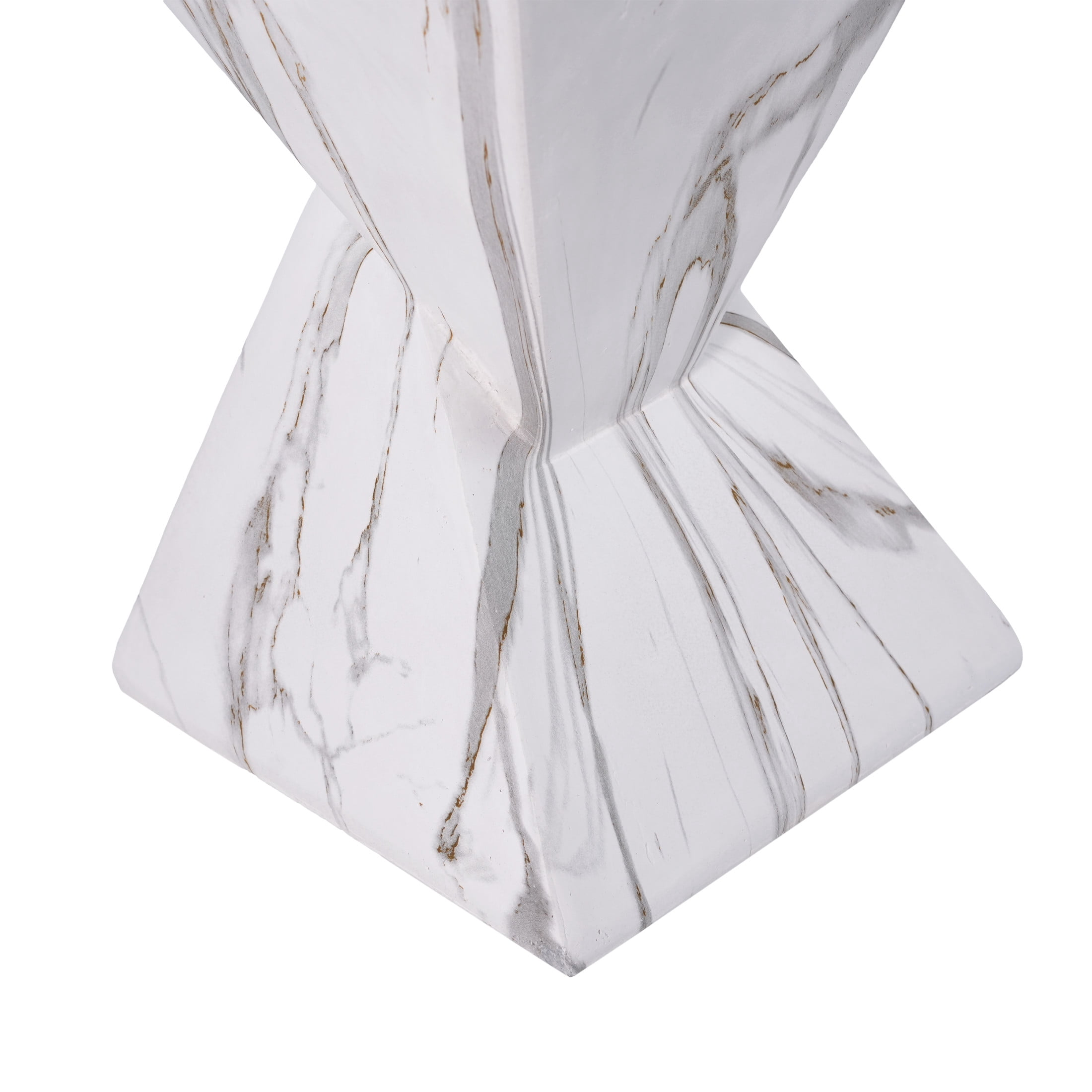 Christopher Knight Home 18.5" Modern Geometric Concrete Accent Side Table, White Marble