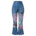 thumbnail image 4 of WILLBEST Pantalones Casuales para Mujer, Vaqueros Holgados con Dobladillo Acampanado, Estampados elegantes, Elásticos, Acampanados, Cómodos para Uso Diario. Extra Grande, 4 of 5