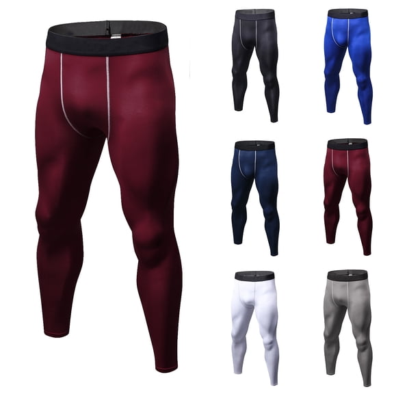Men’s Compression Pants Running Tights Workout Leggings Athletic Base Layer Pants for Sports Yoga Basketball White