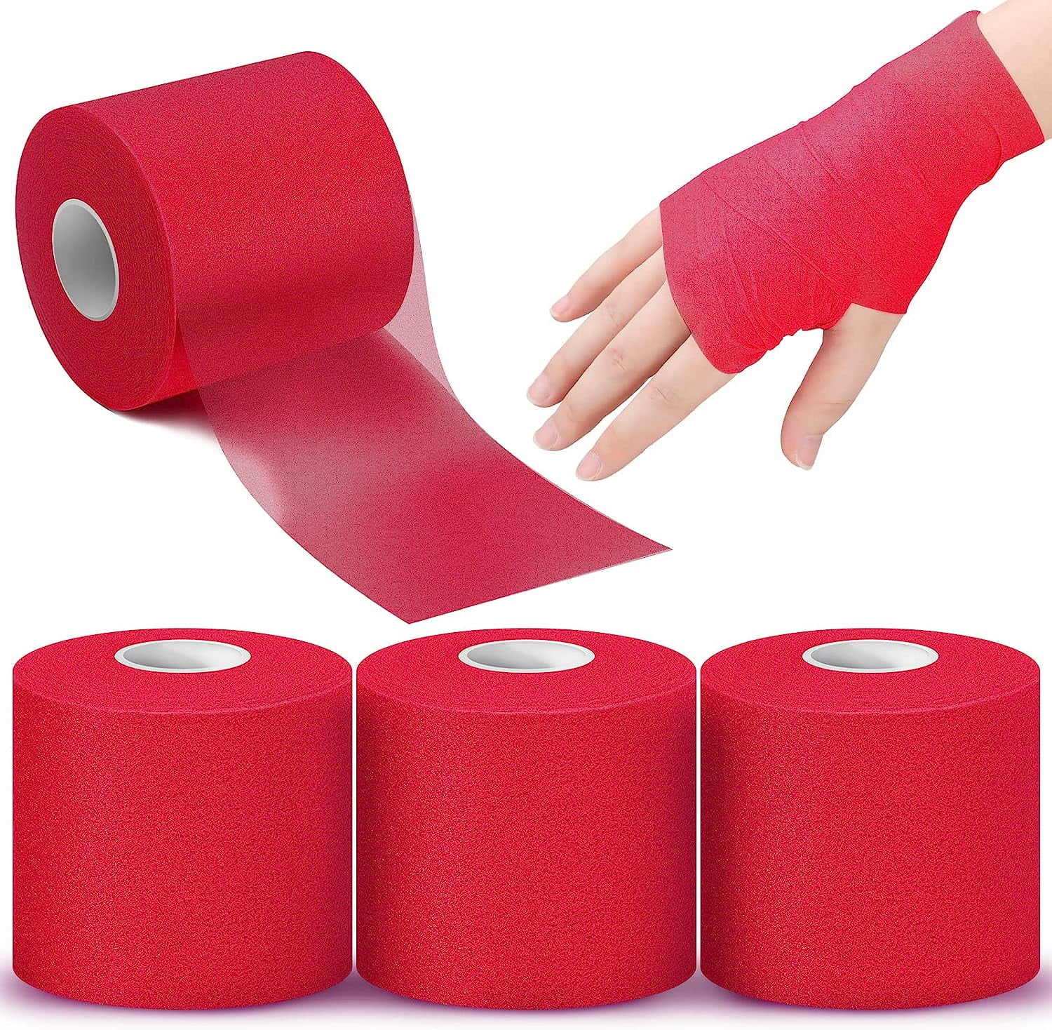 3 Pieces Athletic Pre Wrap Tape for Hair Foam Underwrap Tape Sports Pre