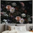 thumbnail image 2 of GOSMITH Black Floral Tapestry Retro Flower Blossom Rustic Rose Watercolor Peony Vintage Leaves Spring Plant Boho Woman Home Decor Wall Tapestry Hanging Art for Living Room Bedroom Painting, 2 of 6