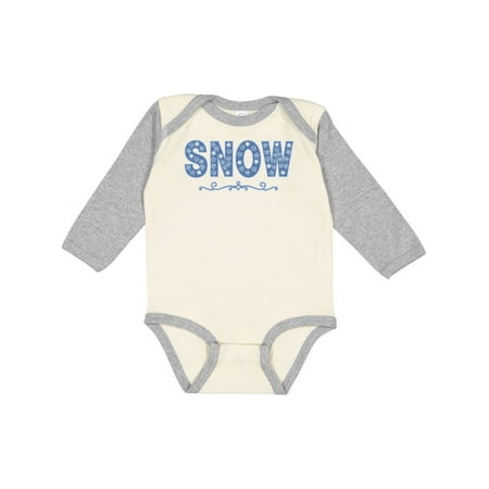 

Inktastic White Snowflake Snow Text Gift Baby Boy Long Sleeve Bodysuit
