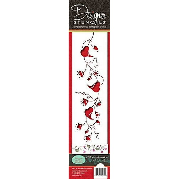 Designer Stencils C210 Springtime Vine Cake Stencil Side, Beige/semi-transparent