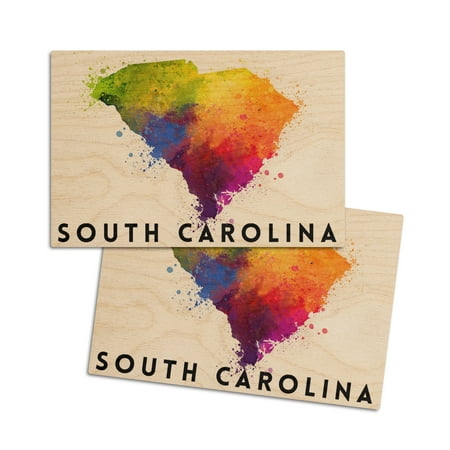 

South Carolina State Abstract Watercolor (4x6 Birch Wood Postcards 2-Pack Stationary Rustic Home Wall Decor)