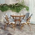 thumbnail image 3 of Flash Furniture Indoor/Outdoor Commercial French Bistro 31.5" Table, White and Navy PE Rattan, Glass Top with 4 Stack Chairs - Natural Frame, 3 of 10
