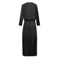 thumbnail image 4 of Women's Solid Color Autumn Long Sleeve Waist Zipper Sweater Dress With V Neck Short Dresses for Women Casual Tummy Hiding Dresses for Women Casual Dresses Knee Length for Women Long Wrap Dress Top, 4 of 4