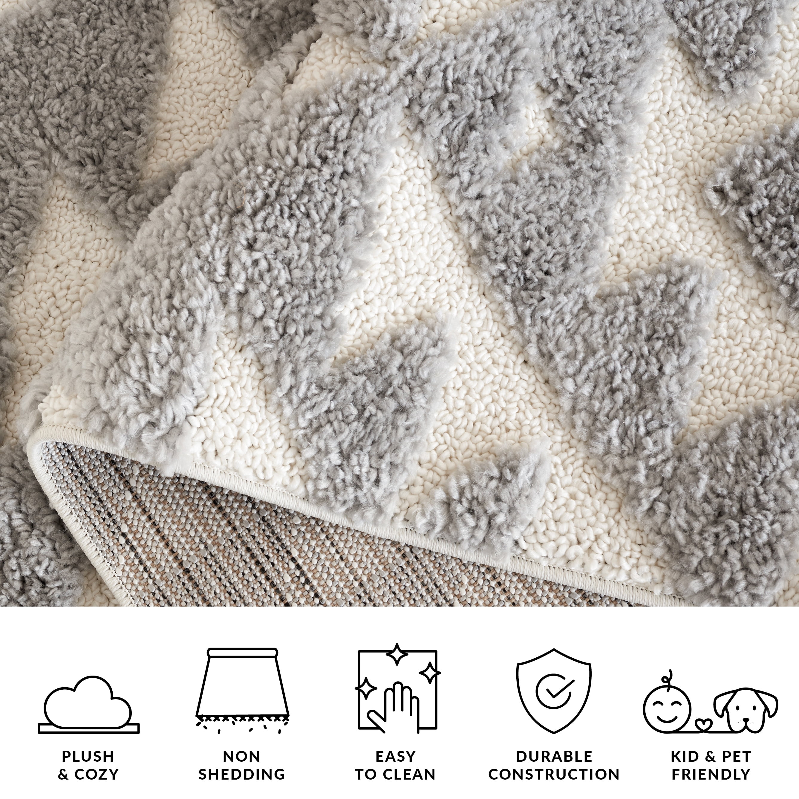 Safavieh Moroccan Tassel Larry Geometric Shag Runner Rug, Gray/Ivory, 2'3" x 10'