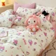 thumbnail image 3 of Sanrio Cinnamoroll My melody Kuromi, nueva y creativa sábana de algodón con estampado de dibujos animados para niños y funda de edredón, juego de tres piezas, 3 of 5