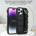 thumbnail image 2 of SaniMore Case for iPhone 14 Pro 6.1" 2022 with Pleated Wristband & Metal Carabiner, PU Leather Wear-resistant Fashion Durable Shockproof Anti-drop Shell for Girls Women for iPhone 14 Pro, Black, 2 of 7