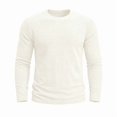 thumbnail image 2 of IAJDKMEK Men's Long Sleeve Crew Neck Shirt - Terry Cloth Textured Pullover Tops, Thermal Warm Casual Shirts for Cold Weather,White M, 2 of 9