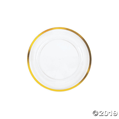Premium Clear Plastic Dessert Plates with Gold Trim
