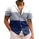thumbnail image 1 of Camisas Para Hombre Manga Larga Hombres Casual Manga corta Primavera Verano Turndown Neck 3D Impreso Camisas Moda Top Blusa Camisas (Navy, M), 1 of 4