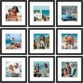 thumbnail image 2 of 12x12 Picture Frames Set of 9, Shatter Resistant Plexiglass, Display 8x8 Pictures with Mat or 12x12 without Mat, Photo Frames for Wall Mount, Engineered Wood, 2 of 6