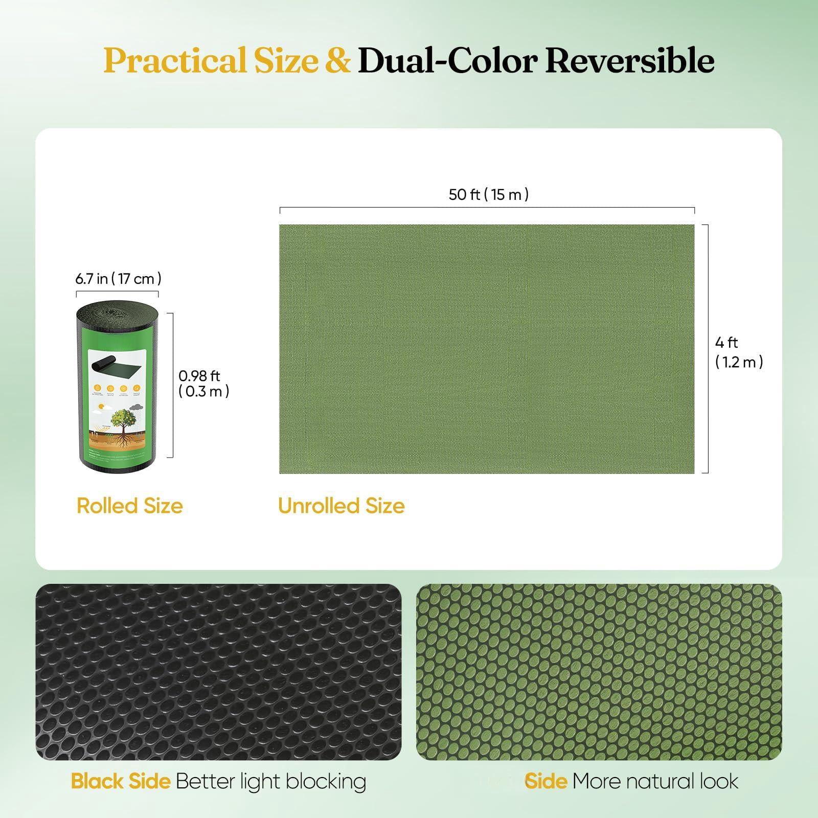 Weed Barrier Fabric  4ft X 50ft Non-woven Landscape Easy To Cut & Fray-resistant Breathable Permeable Landscaping With 15 Stakes For Gardens Flower Beds Vegetable Plots