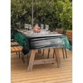thumbnail image 2 of Outdoor Tablecloth with Umbrella Hole and Zipper, Turquoise Forest Rectangle Table Cloth 60x102 Inch Waterproof Tablecloth, Vintage Foggy Woods Tree Mysterious Picnic Table Cover for Patio Camping, 2 of 7