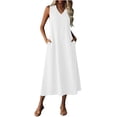 thumbnail image 2 of Horkkom Maxi Dresses for Women Sleeveless Linen Summer Dresses Beach Casual Long Dresses with Pockets, S-2XL, 2 of 9