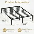 thumbnail image 2 of LEVELEVE Premium Queen Size Bed Frame 14 Inch - Reinforced Metal Platform Bed with Strong Load-Bearing, Under Bed Clearance for Storage, No Box Spring Needed, Quick & Easy Setup, 2 of 6