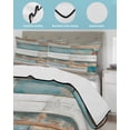 thumbnail image 4 of Quilts Twin XL Size, Turquoise Brown Soft Comforter Bedding Set for Bed, Vintage Country Ombre Wooden Grain Lightweight Quilted Bedspread with Pillow Cover(2 Pieces) for All Season, 68x98 Inch, 4 of 6