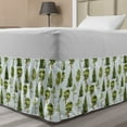 thumbnail image 1 of Leaves Bed Skirt, Repetitive Pine Oak Fir Trees Motifs on Pastel Toned Backdrop Pattern, Elastic Bedskirt Dust Ruffle Wrap Around for Bedding Decor, 4 Sizes, Baby Blue Apple Green, by Ambesonne, 1 of 2