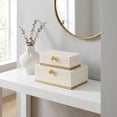thumbnail image 3 of Contemporary Home Living Rectangular Handcrafted Rattan Storage Boxes - 12" - White and Gold - Set, 3 of 9