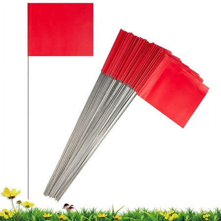 50Pack Marking Flags, Red Yard Flags 15x4x5Inch, Marker Lawn Markers, Irrigation Landscape