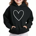 thumbnail image 2 of GigrtiJin Boy's and Girl's Hoodies Solid Color Heart Printed Long Sleeve Pocket Sweatshirt with Hood Casual Athletic Tops, 2 of 4