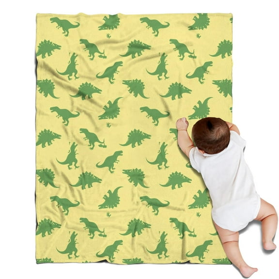 BrightGreen Cartoon Dinosaurs Silhouettes Pattern Blanket,Comfortable Soft Lamb Wool Throw Blanket,All Season,Warm Lightweight Blankets for Sofa Bed Couch Living Room Chair,30"x40"