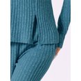 thumbnail image 5 of DARING DIVA Women's Knit Long Sleeve Ribbed Sleepwear Soft Crewneck Sets L Peacock Blue, 5 of 7