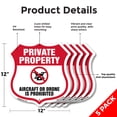 thumbnail image 2 of No Drone Shield Sign Aircraft Or Drone Is Prohibited (5 Pack) 12 inch X 12 inch Shield-Shaped Rust-Free Aluminum Metal Signs Weather Resistant, UV Protected for Workplace Made in the, 2 of 7