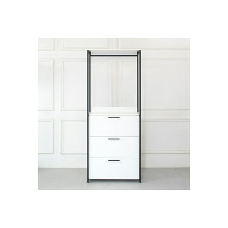 Walk-In Closet Organizer Wood & Metal 3 Drawer Unit Freestanding Closet System