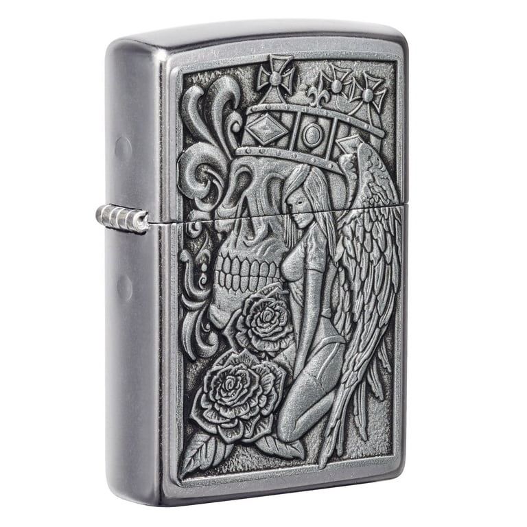 Zippo Armor Antique Brass Pocket Lighter with Fluid Insert, Solid