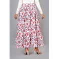 thumbnail image 4 of Women White Floral Botanical Hand Block Print Cotton Maxi Skirt with Elastic Waist for Her, Soft Everyday Style, XL, 4 of 6