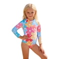 thumbnail image 1 of Girls Rash Guard Swimwear Long Sleeve Sun Protection Ruffle Girls Bathing Suit 3-4 Years, 1 of 9