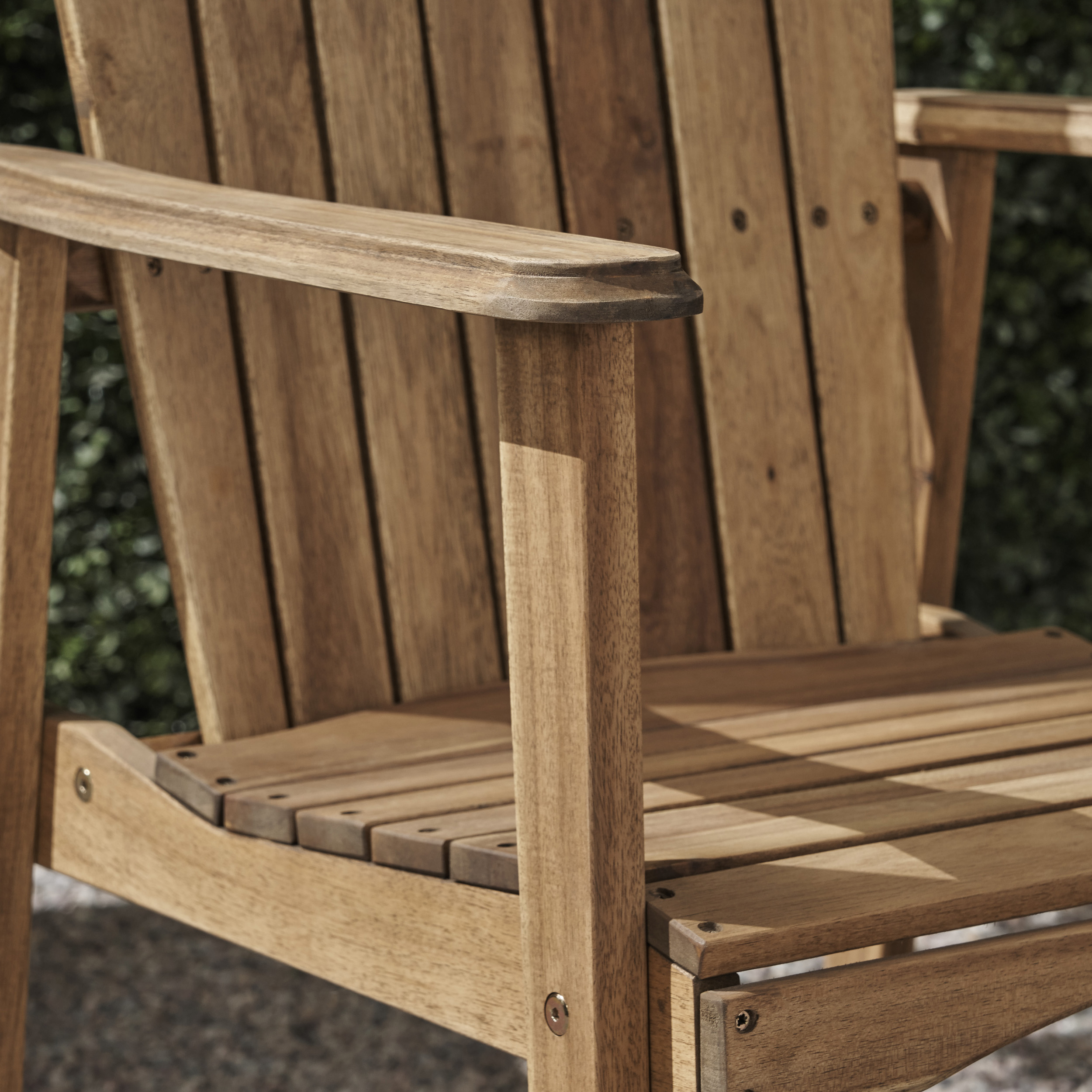 Ariel Outdoor Weather Resistant Acacia Wood Adirondack Dining Chairs, Set of 2, Natural Finish