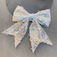 thumbnail image 5 of Christmas Bows, Christmas Tree Decorations, Powder Glitter Ribbon Bow Ornaments for Christmas Tree, Polyester White Oversized Soft Fabric Bow 21x24cm Durable Festive Holiday Decor, 5 of 6