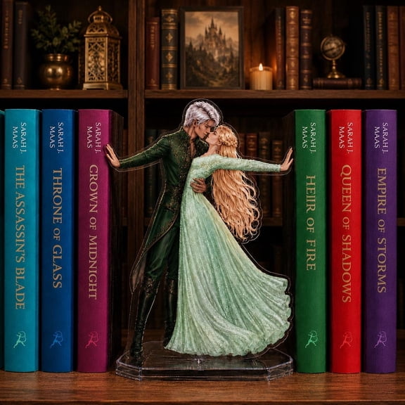 Aelin and Rowan Bookend Standee, Throne of Glass Inspired Acrylic Bookshelf Decor, Fantasy Romance Book Lover Gift, Terrasen Shelf Display
