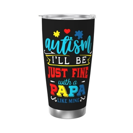 

Autism papa 958 Oz Water Bottle Insulated Tumblers Stainless Steel Cups Double Wall Tumbler with Lid