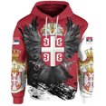thumbnail image 3 of Sudadera con capucha con la bandera de Serbia impresa en 3D para hombres y mujeres, sudaderas con capucha informales con emblema nacional serbio, ropa de calle, 3 of 5