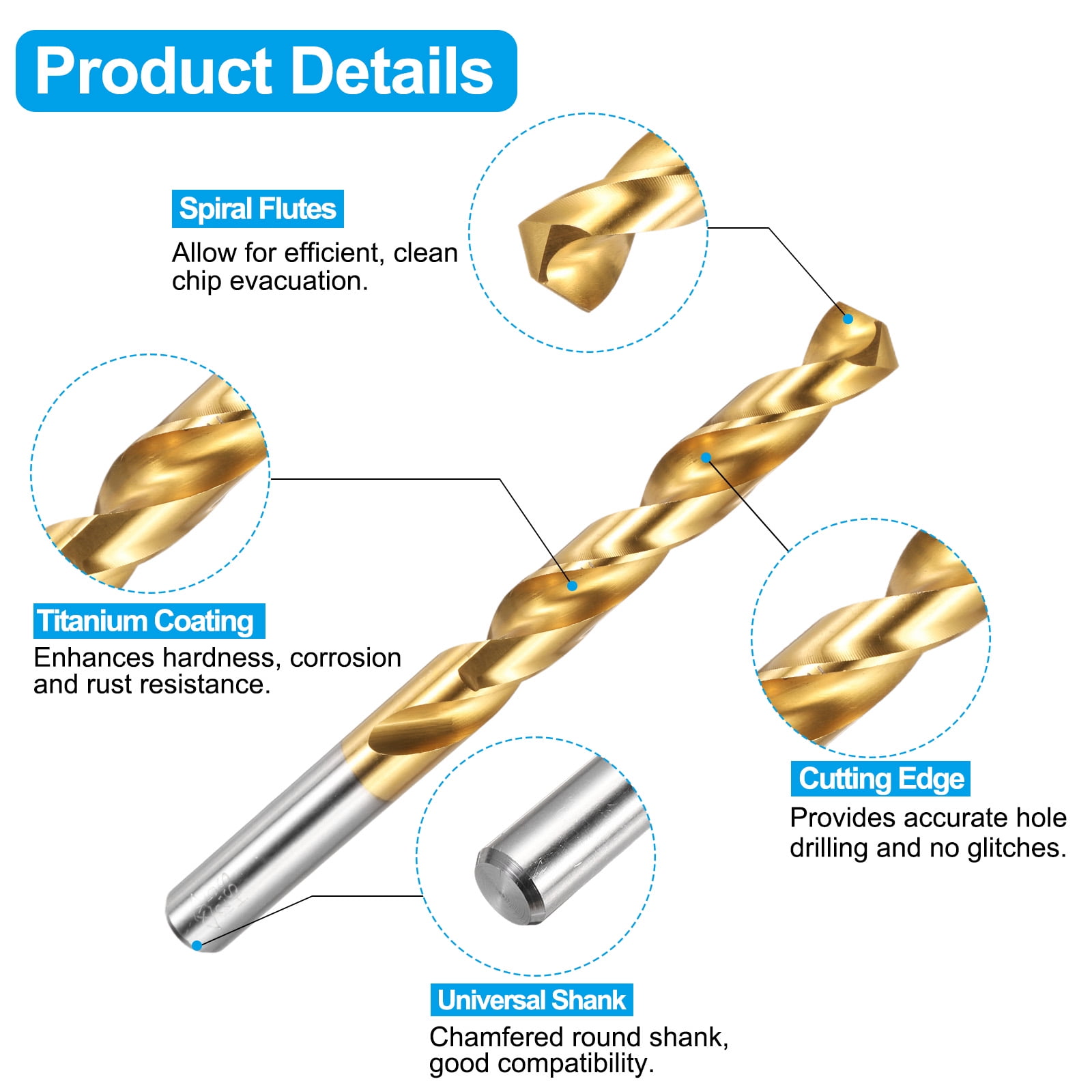 Uxcell Tap and Drill Bit Set, 1pcs M14 x 1.5 Straight Flute Thread Screw Taps & 1pcs 12.5mm Twist Drill Bits, Titanium Coated HSS-6542 Tapping Threading Tool Kit