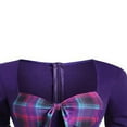 thumbnail image 3 of PENGXIANG Women‘s Spring Autumn Patchwork Dress Long Sleeve Square Neck Plaid Zipper A-Line Dress, 3 of 5